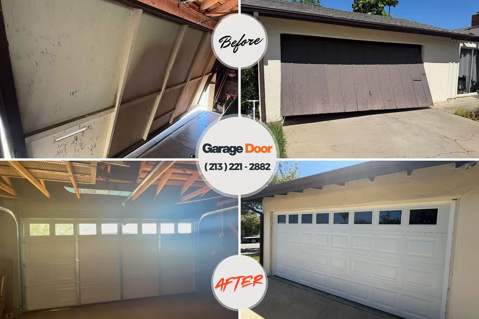 Before and after: garage door repair Lake Brownwood, TX